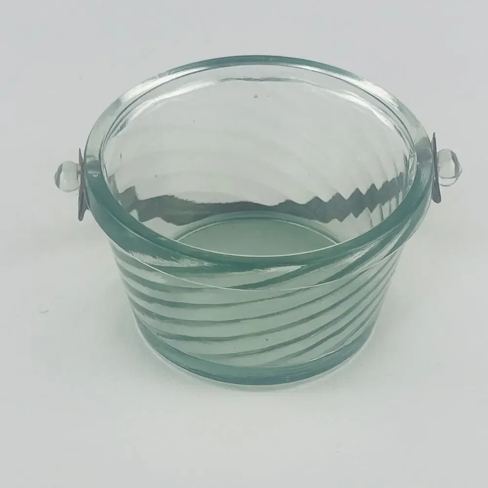 Vintage Fostoria Spiral Optic Whipped Cream Pail Bucket and Handle 3 3/8 x 2”